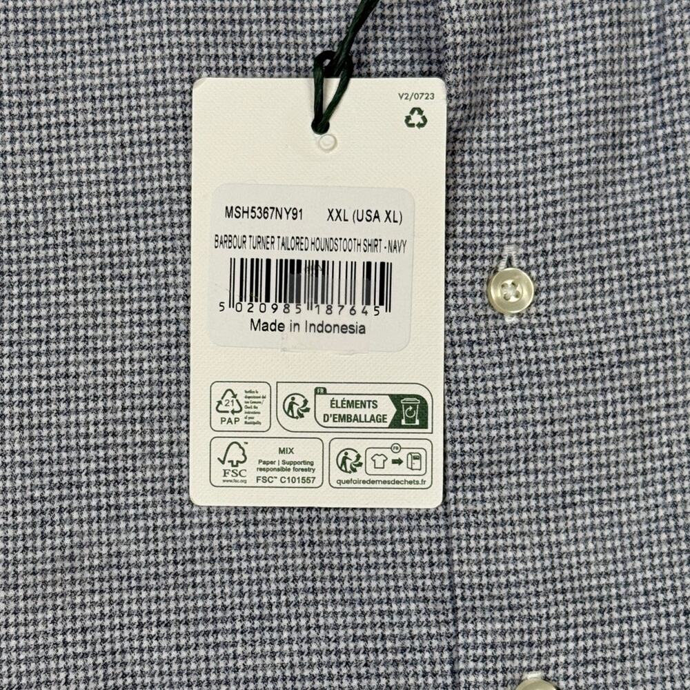 Barbour Mens Turner TailoredFit Micro-Houndstooth Button-Down Shirt Navy XL $100 - Picture 6 of 8